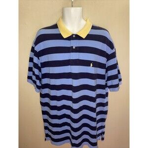 Vintage Polo Ralph Lauren Shirt Mens XL Polo Shirt Striped Blur Yellow Pony